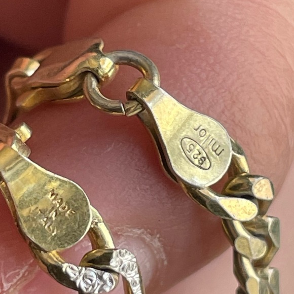 Vintage Milor Sterling silver & Gold Cuban Chainlink Bracelet Bundle Italy - Picture 8 of 14